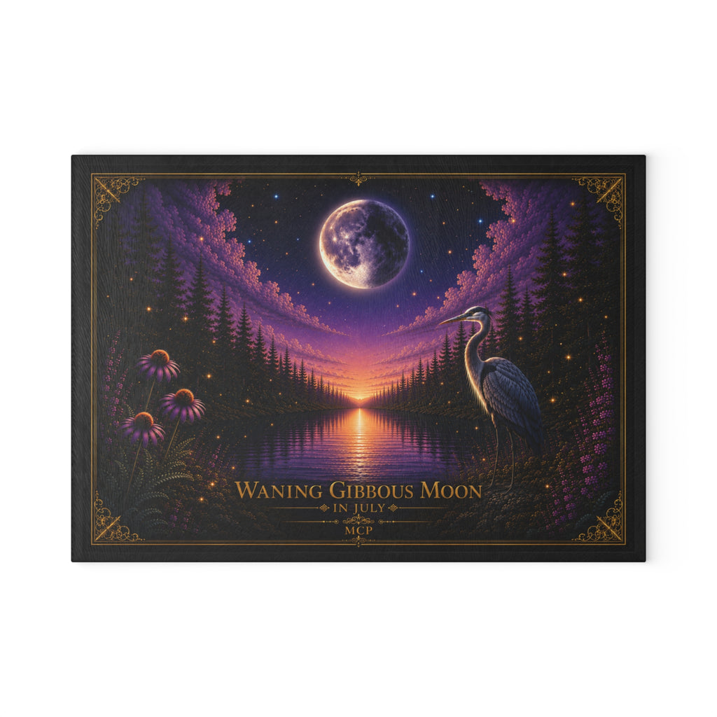 Cutting Board 🌖 Waning Gibbous Moon in July | MCP Moon Phase Collection Wall ArtGlass Glass
