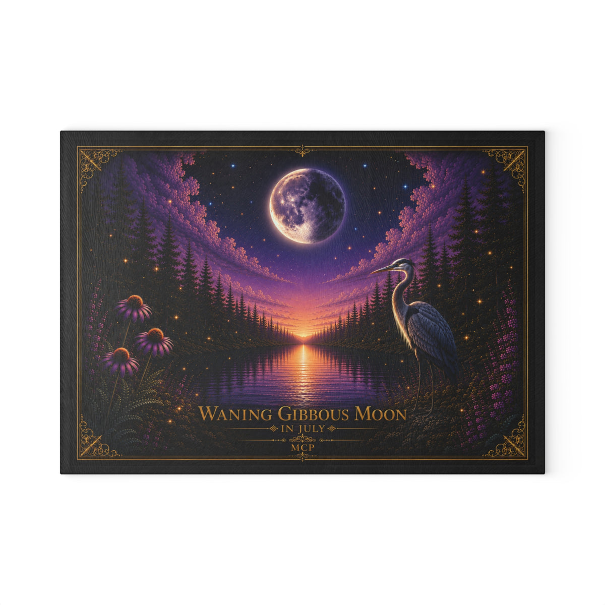 Cutting Board 🌖 Waning Gibbous Moon in July | MCP Moon Phase Collection Wall ArtGlass Glass