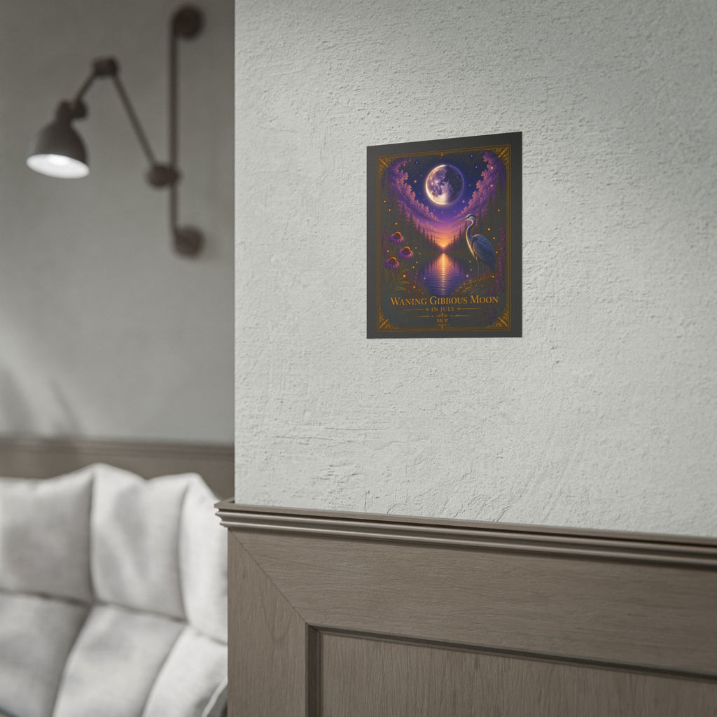🌖 Waning Gibbous Moon Rolled Poster in July | MCP Moon Phase Collection Wall Art