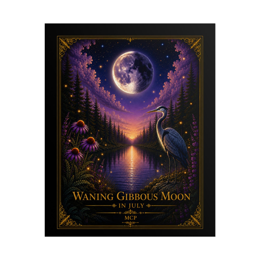 🌖 Waning Gibbous Moon Rolled Poster in July | MCP Moon Phase Collection Wall Art
