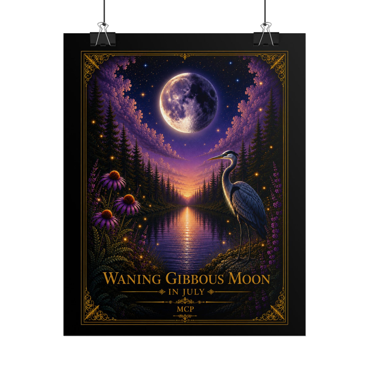 🌖 Waning Gibbous Moon Rolled Poster in July | MCP Moon Phase Collection Wall Art