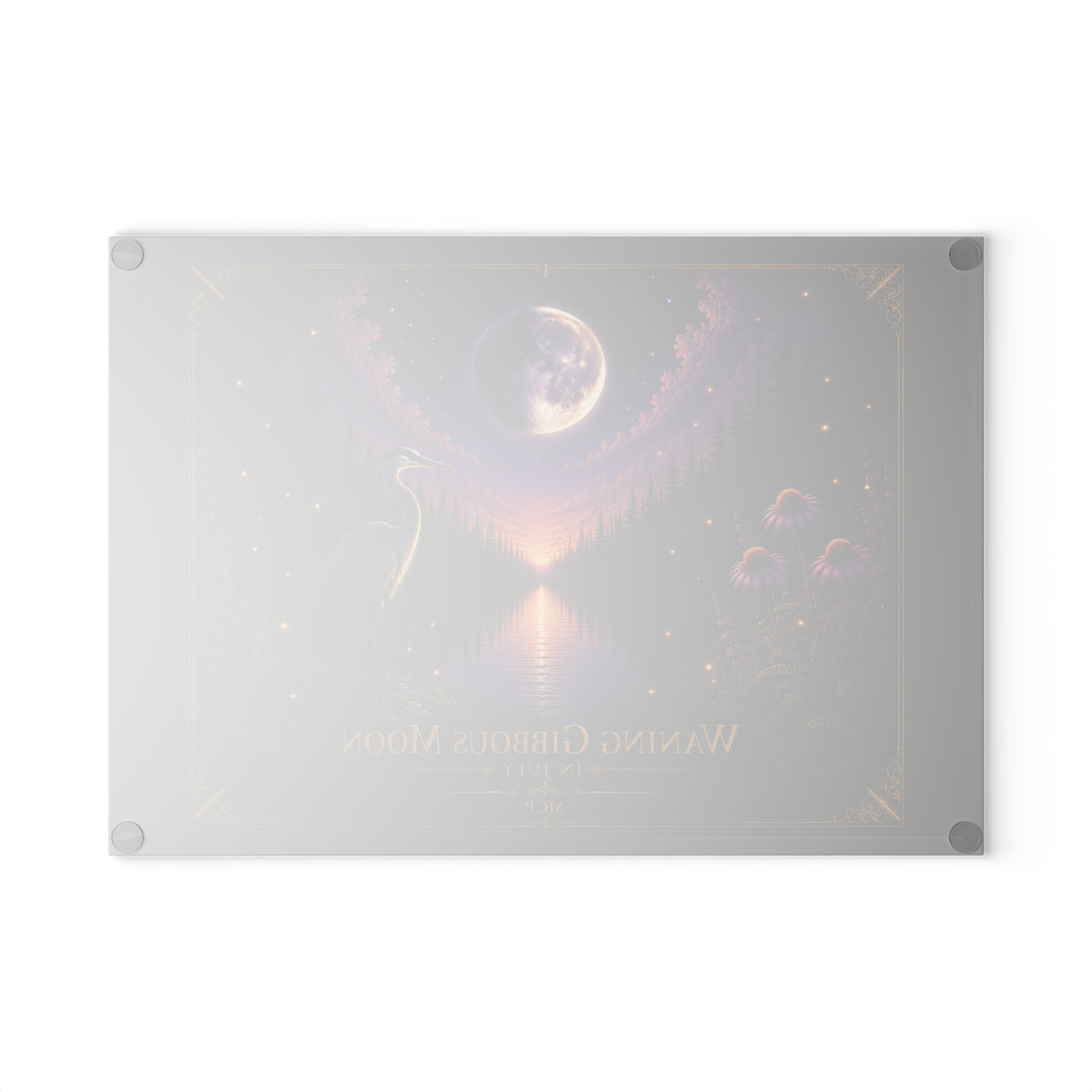 🌖 Waning Gibbous Moon in July Cutting Board| MCP Moon Phase Collection Wall ArtGlass Glass