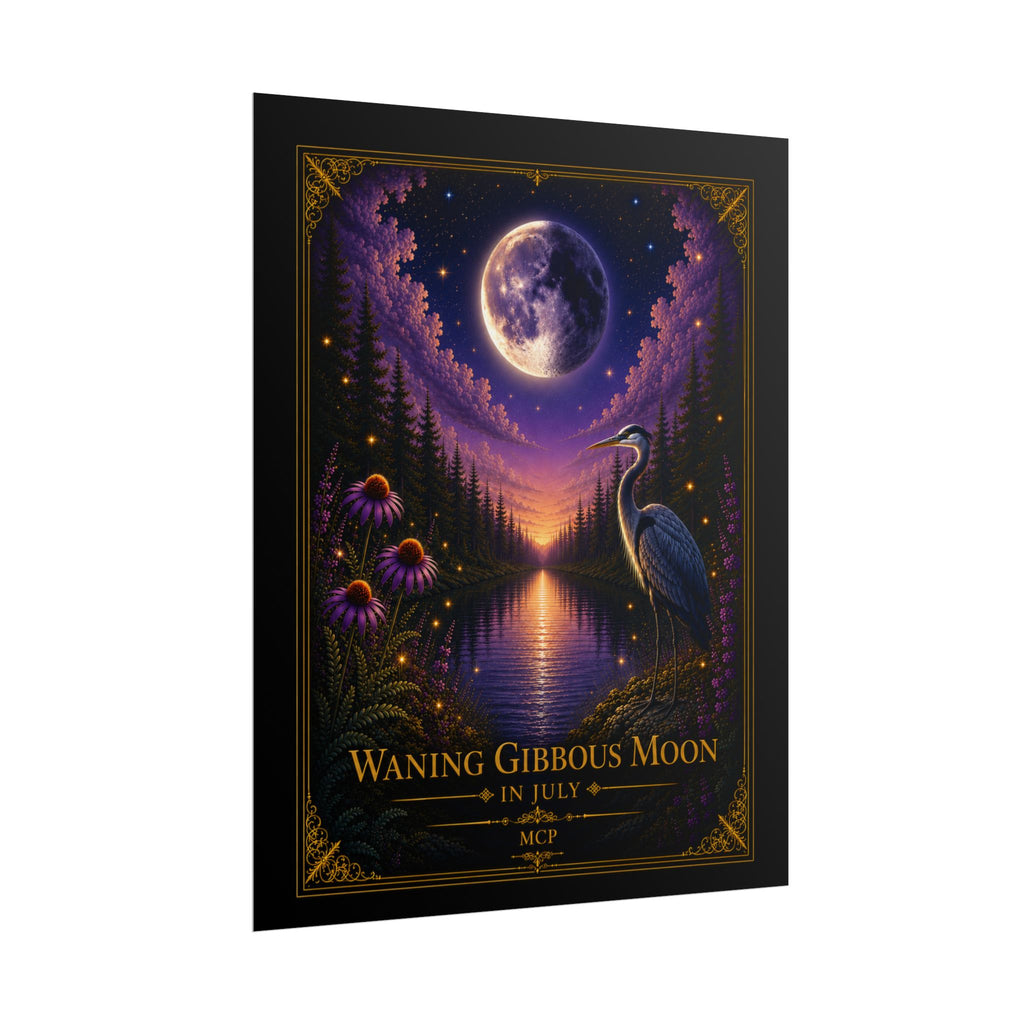 🌖 Waning Gibbous Moon Rolled Poster in July | MCP Moon Phase Collection Wall Art
