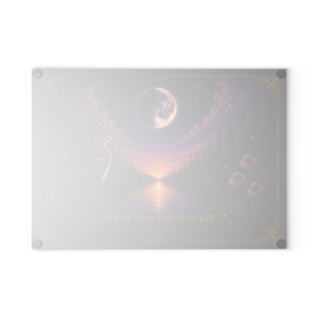 Cutting Board 🌖 Waning Gibbous Moon in July | MCP Moon Phase Collection Wall ArtGlass Glass