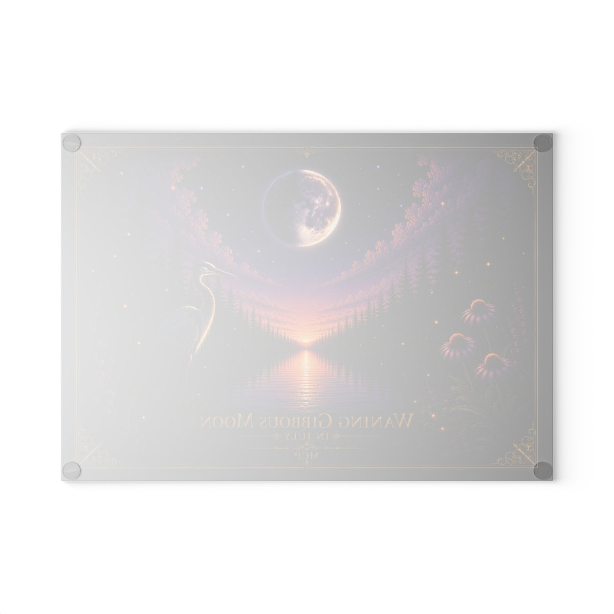 Cutting Board 🌖 Waning Gibbous Moon in July | MCP Moon Phase Collection Wall ArtGlass Glass