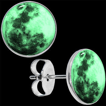 Moon Glow in the Dark Stud Earrings