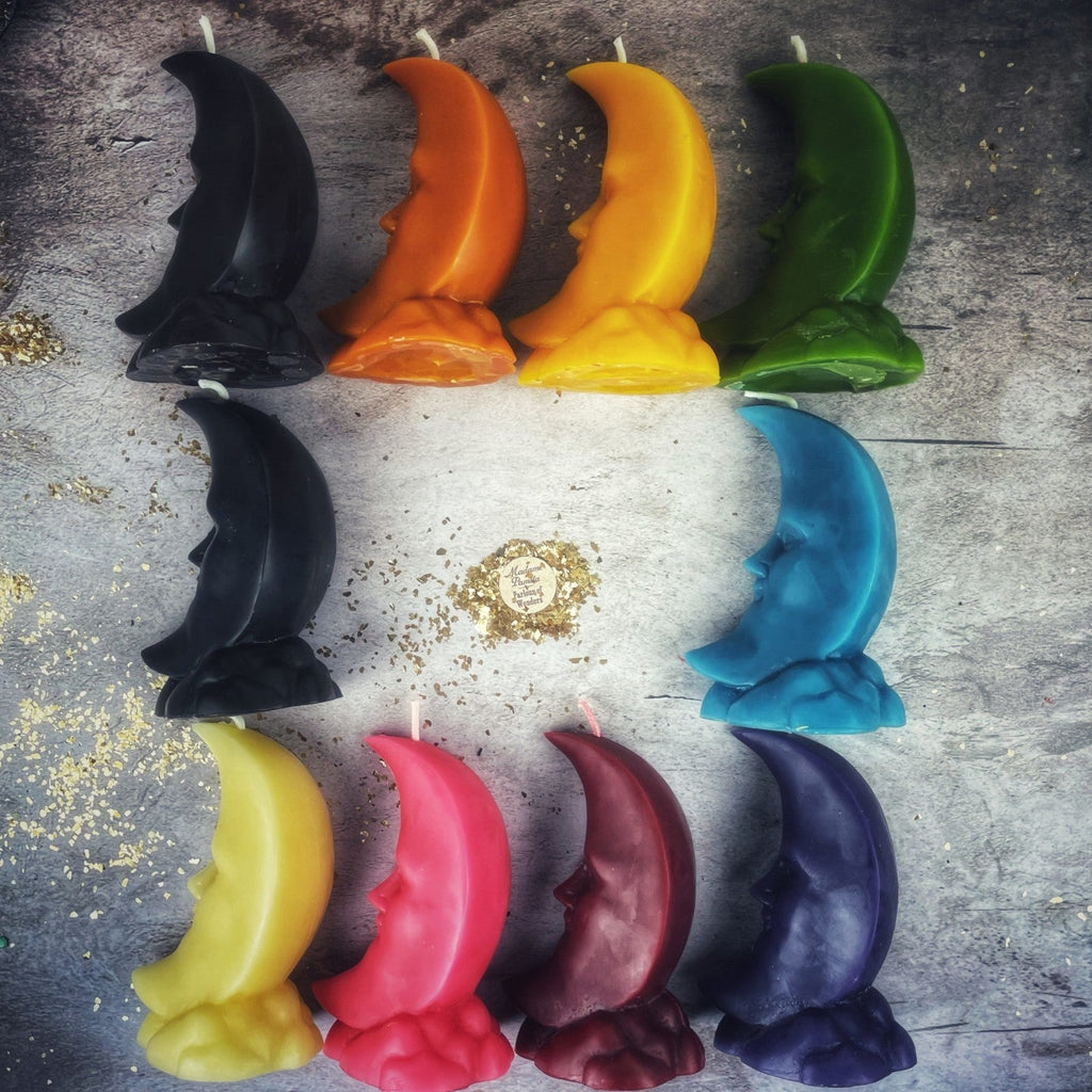 Beeswax Crescent Moon Spell Candle - Lunar Magic & Manifestation
