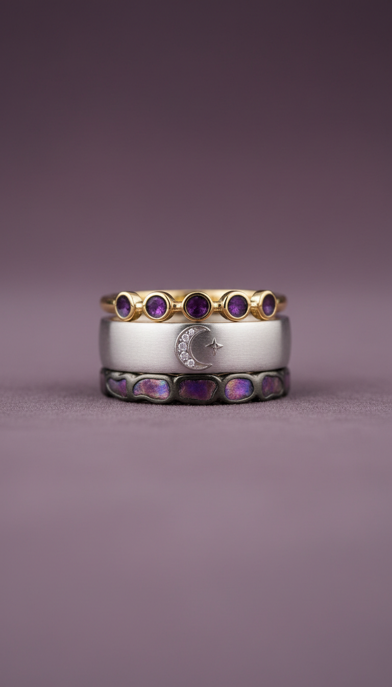 Celestial Stackable Rings in Sterling Silver