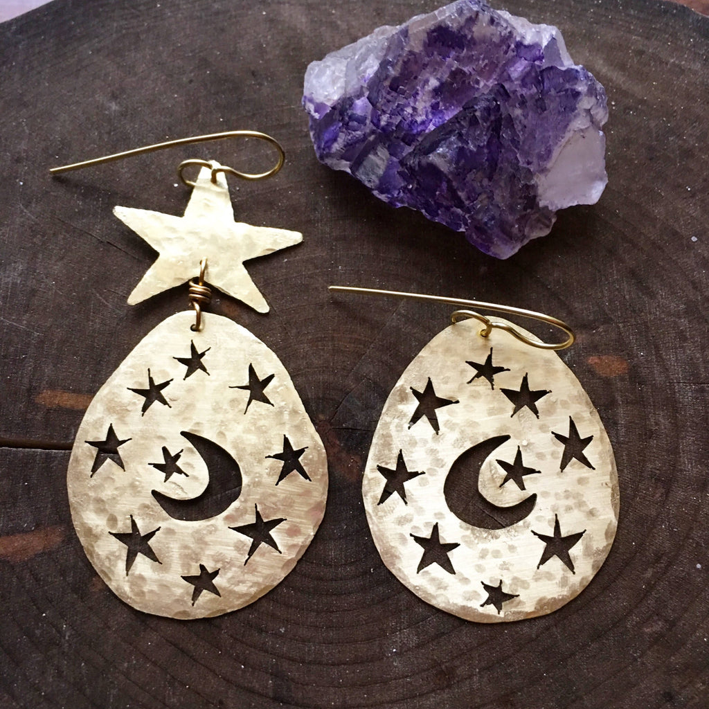 Handmade Moon and Star Earrings: Celestial Jewelry