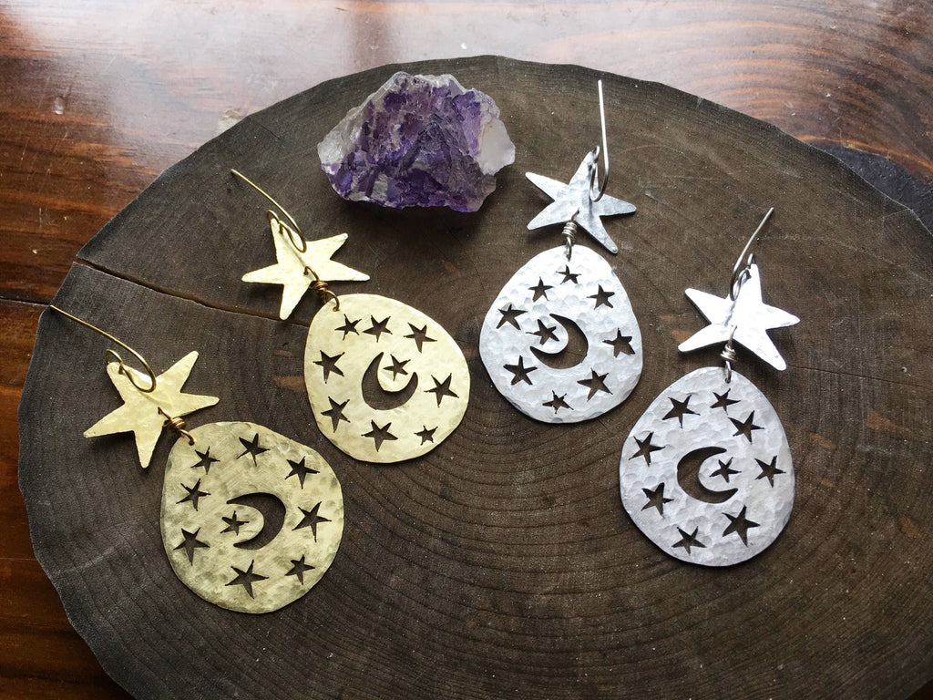 Handmade Moon and Star Earrings: Celestial Jewelry