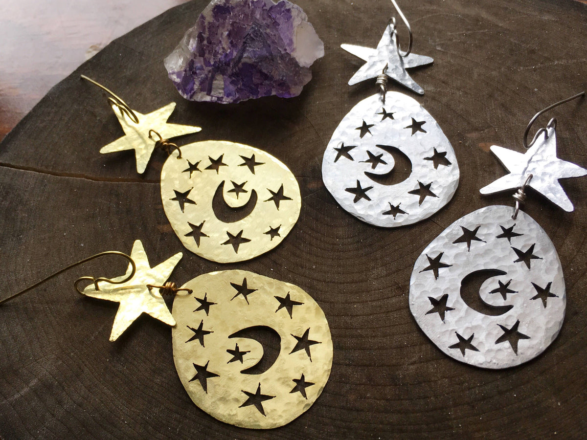 Handmade Moon and Star Earrings: Celestial Jewelry