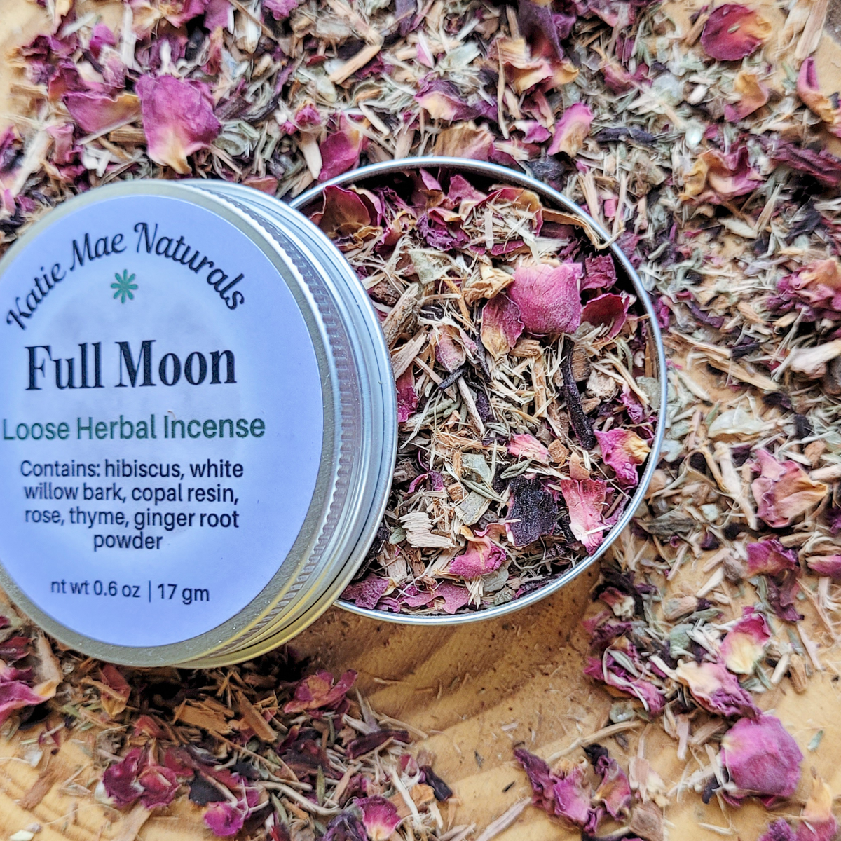 Full Moon Herbal Incense – Rose Hibiscus Copal Blend for Lunar Rituals, Intuition & Reflection